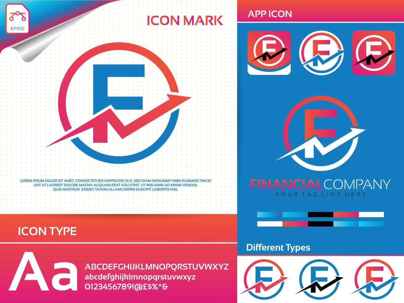letter F financial and accounting vector logo design
