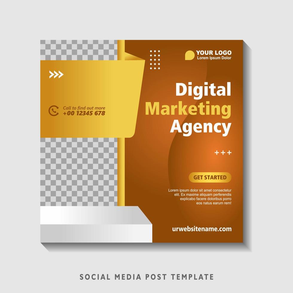 Editable square banner template with photo collage. Suitable for Social Media Post and Online Advertising, Event, and etc. Vector Illustration.