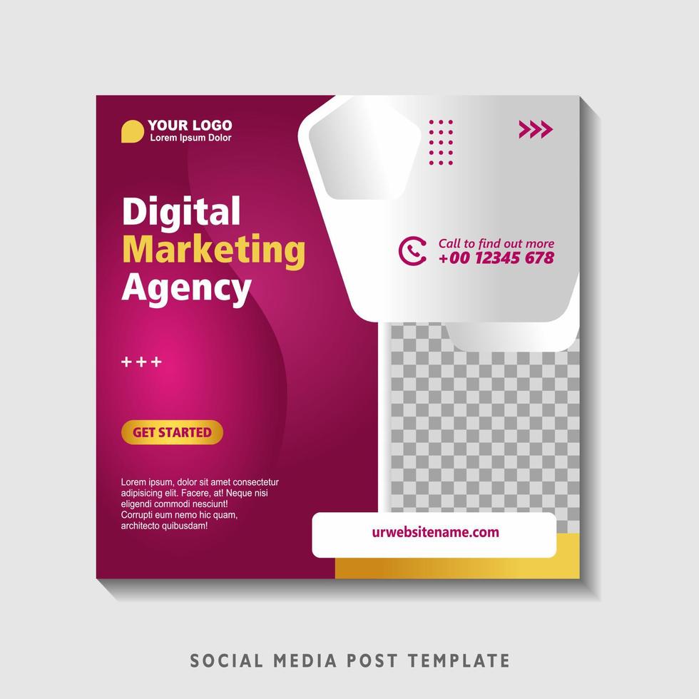Editable square banner template with photo collage. Suitable for Social Media Post and Online Advertising, Event, and etc. Vector Illustration.