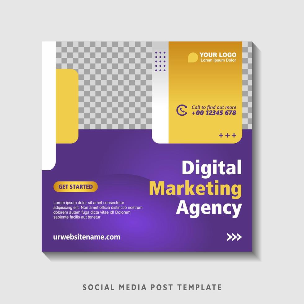Editable square banner template with photo collage. Suitable for Social Media Post and Online Advertising, Event, and etc. Vector Illustration.