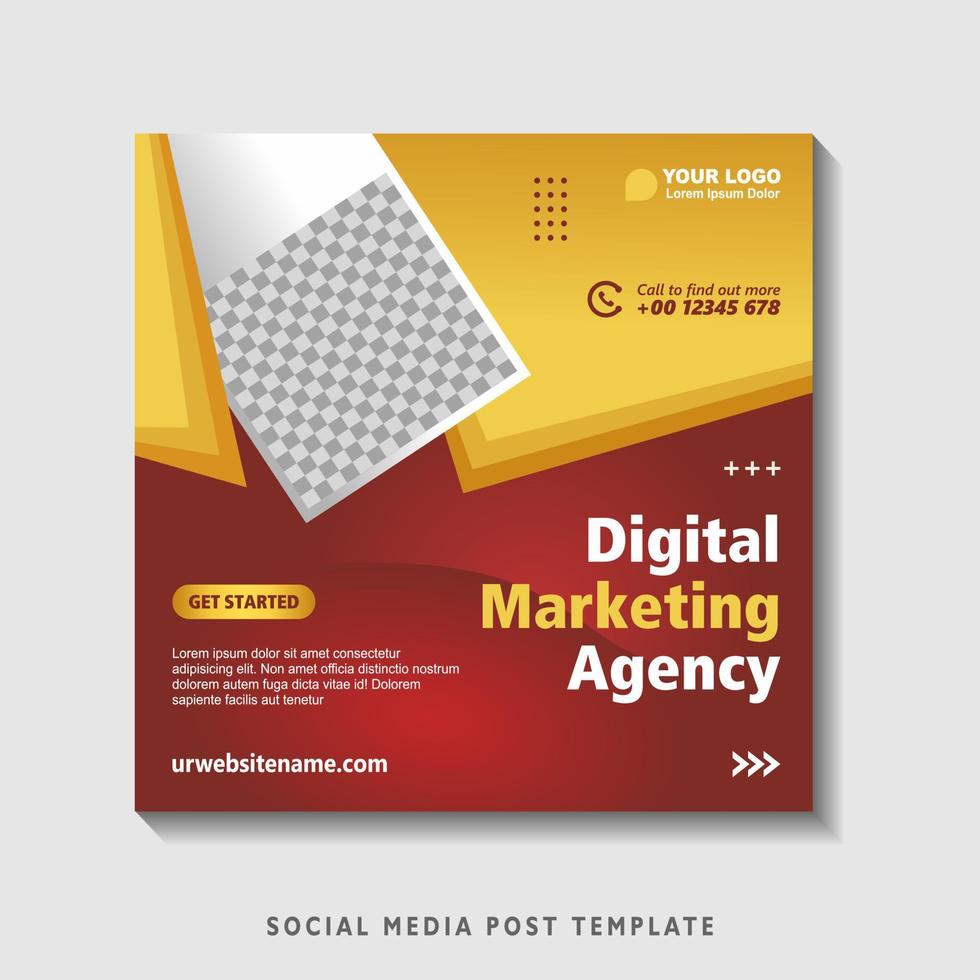 Editable square banner template with photo collage. Suitable for Social Media Post and Online Advertising, Event, and etc. Vector Illustration.