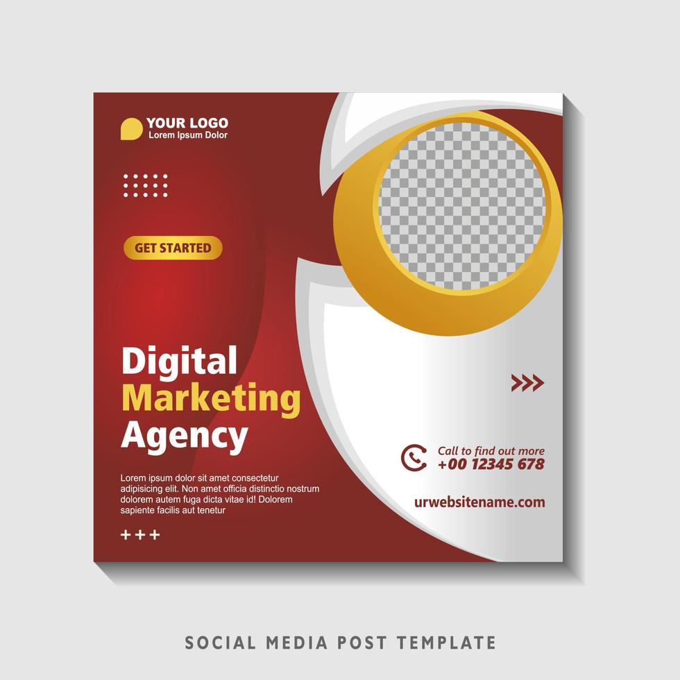 Editable square banner template with photo collage. Suitable for Social Media Post and Online Advertising, Event, and etc. Vector Illustration.