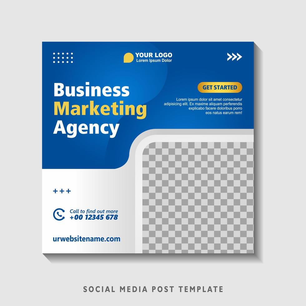 Editable square banner template with photo collage. Suitable for Social Media Post and Online Advertising, Event, and etc. Vector Illustration.