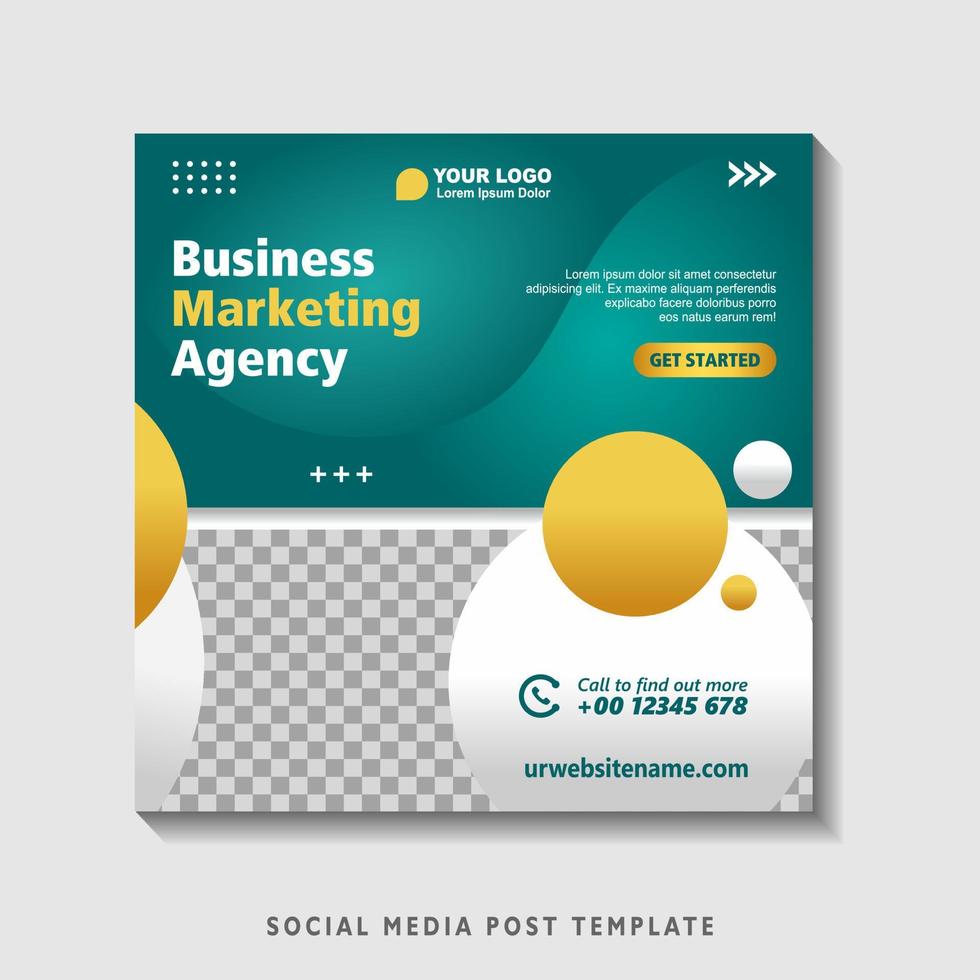 Editable square banner template with photo collage. Suitable for Social Media Post and Online Advertising, Event, and etc. Vector Illustration.