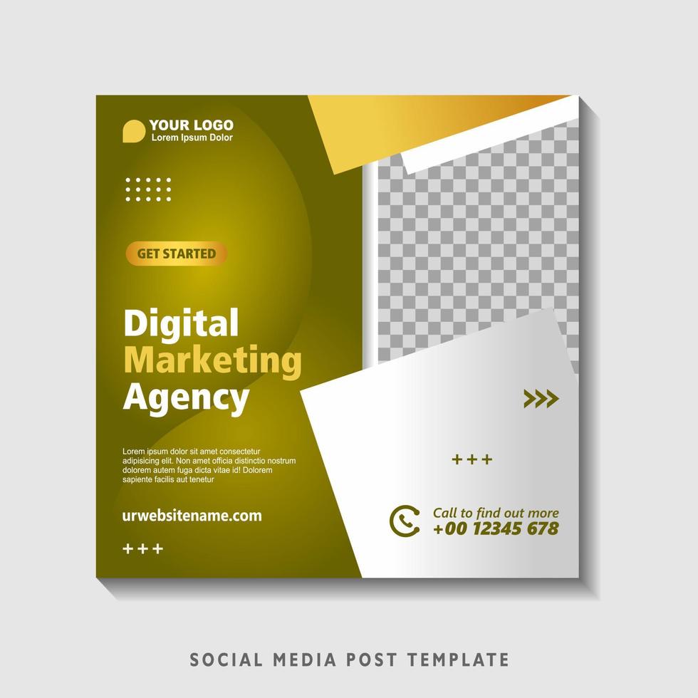 Editable square banner template with photo collage. Suitable for Social Media Post and Online Advertising, Event, and etc. Vector Illustration.