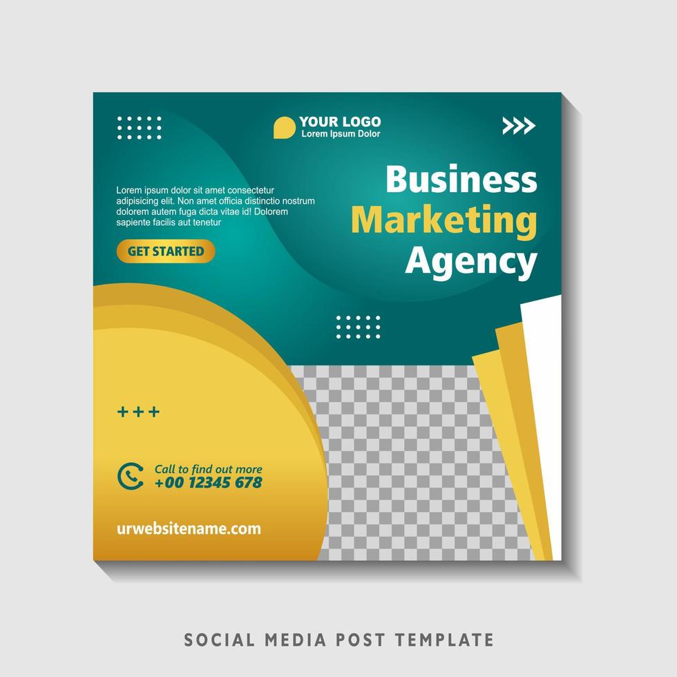Editable square banner template with photo collage. Suitable for Social Media Post and Online Advertising, Event, and etc. Vector Illustration.