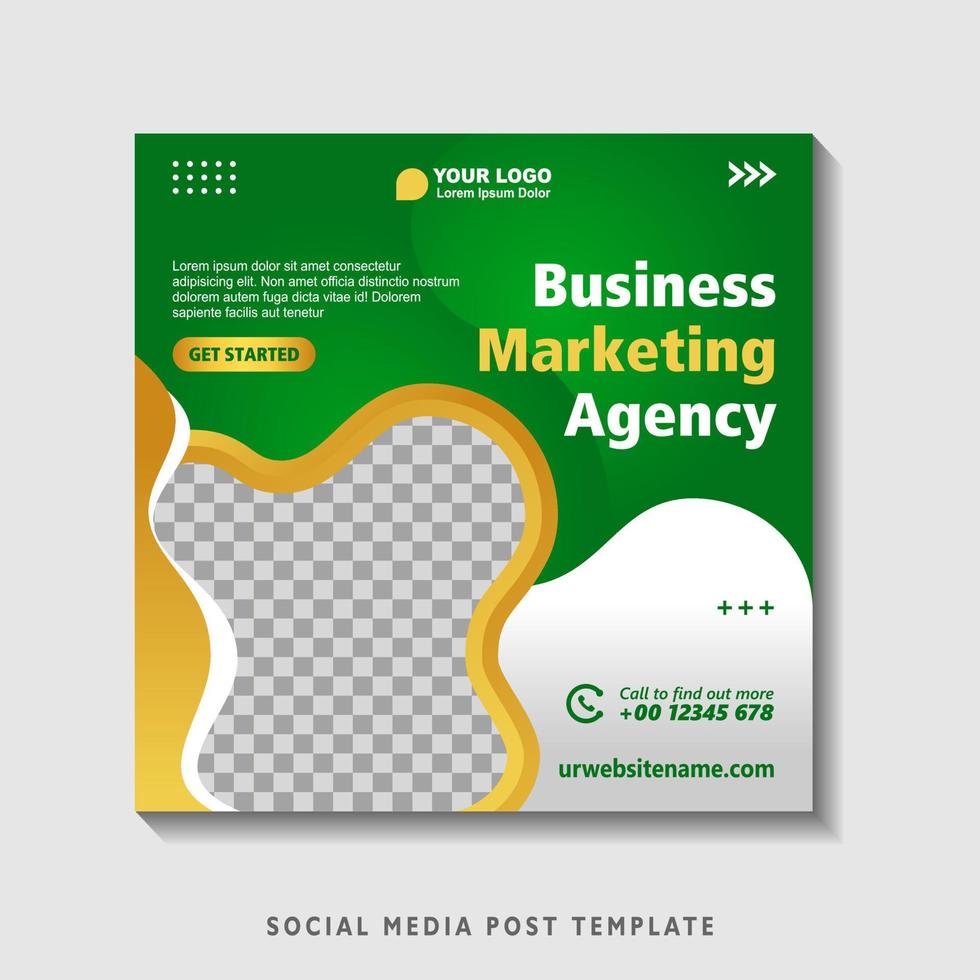 Editable square banner template with photo collage. Suitable for Social Media Post and Online Advertising, Event, and etc. Vector Illustration.