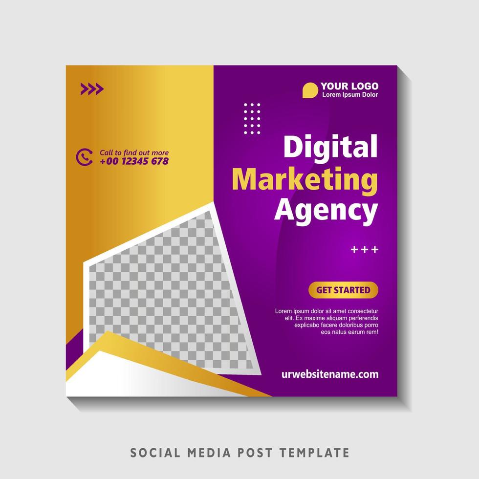 Editable square banner template with photo collage. Suitable for Social Media Post and Online Advertising, Event, and etc. Vector Illustration.