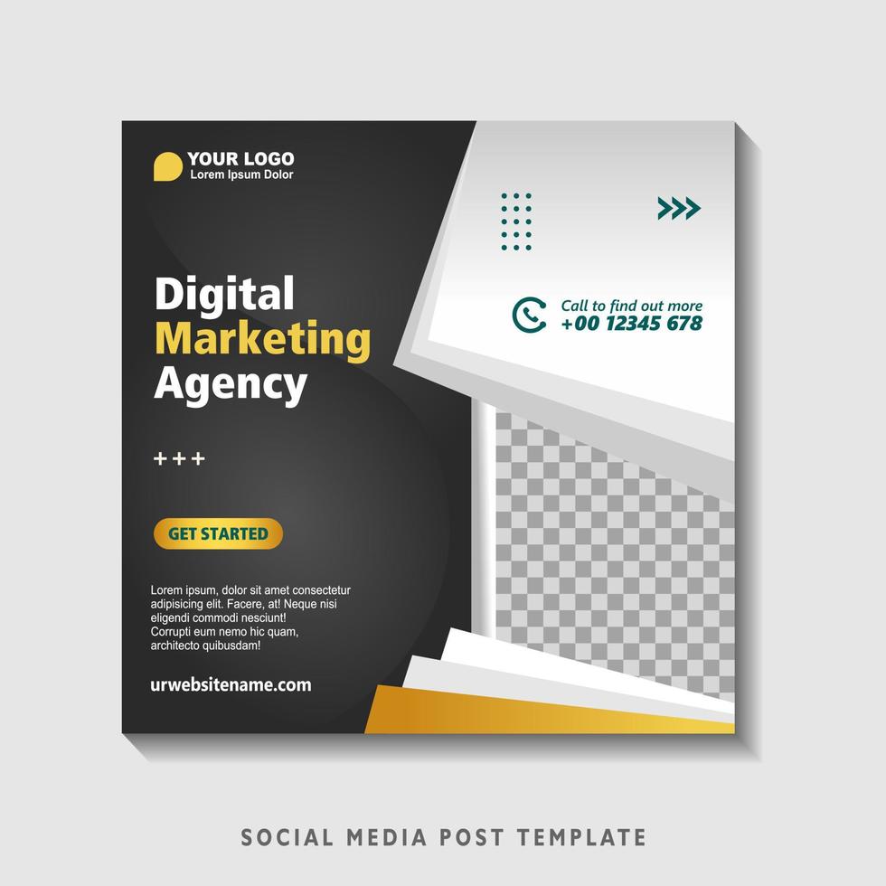 Editable square banner template with photo collage. Suitable for Social Media Post and Online Advertising, Event, and etc. Vector Illustration.