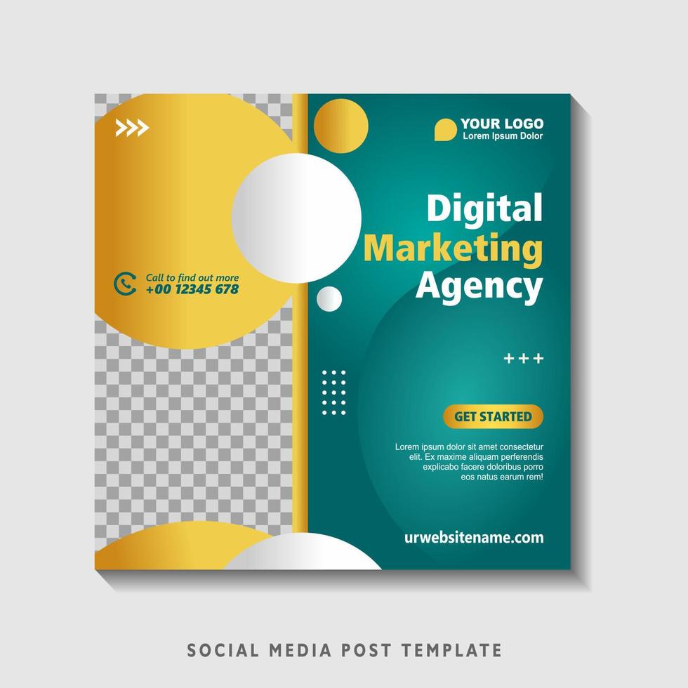 Editable square banner template with photo collage. Suitable for Social Media Post and Online Advertising, Event, and etc. Vector Illustration.