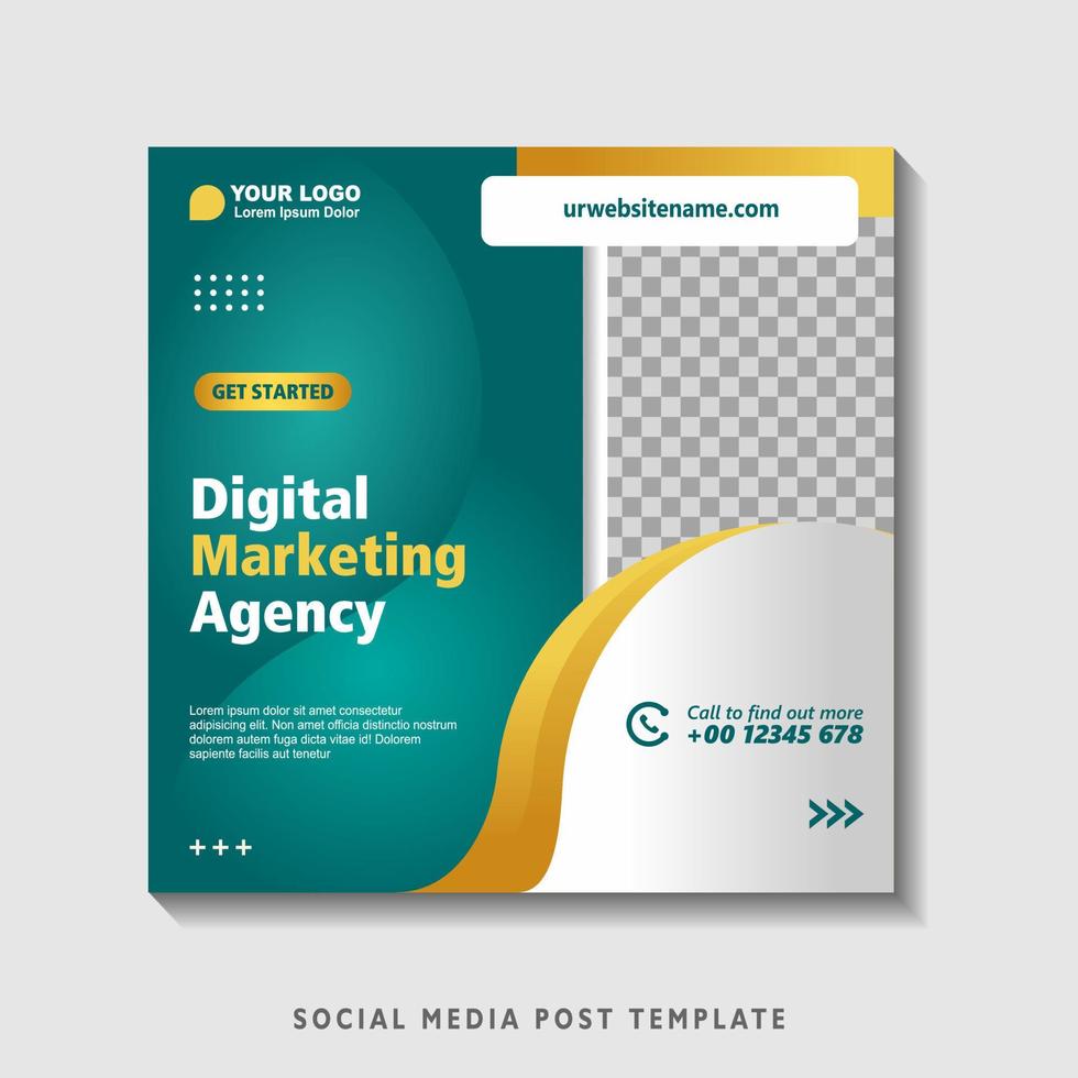 Editable square banner template with photo collage. Suitable for Social Media Post and Online Advertising, Event, and etc. Vector Illustration.