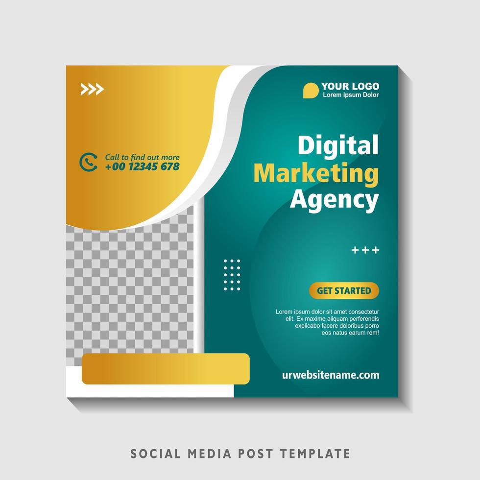 Editable square banner template with photo collage. Suitable for Social Media Post and Online Advertising, Event, and etc. Vector Illustration.