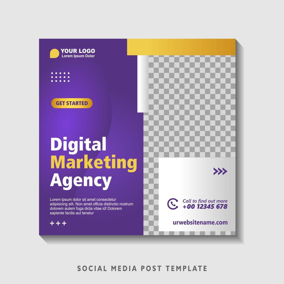 Editable square banner template with photo collage. Suitable for Social Media Post and Online Advertising, Event, and etc. Vector Illustration.