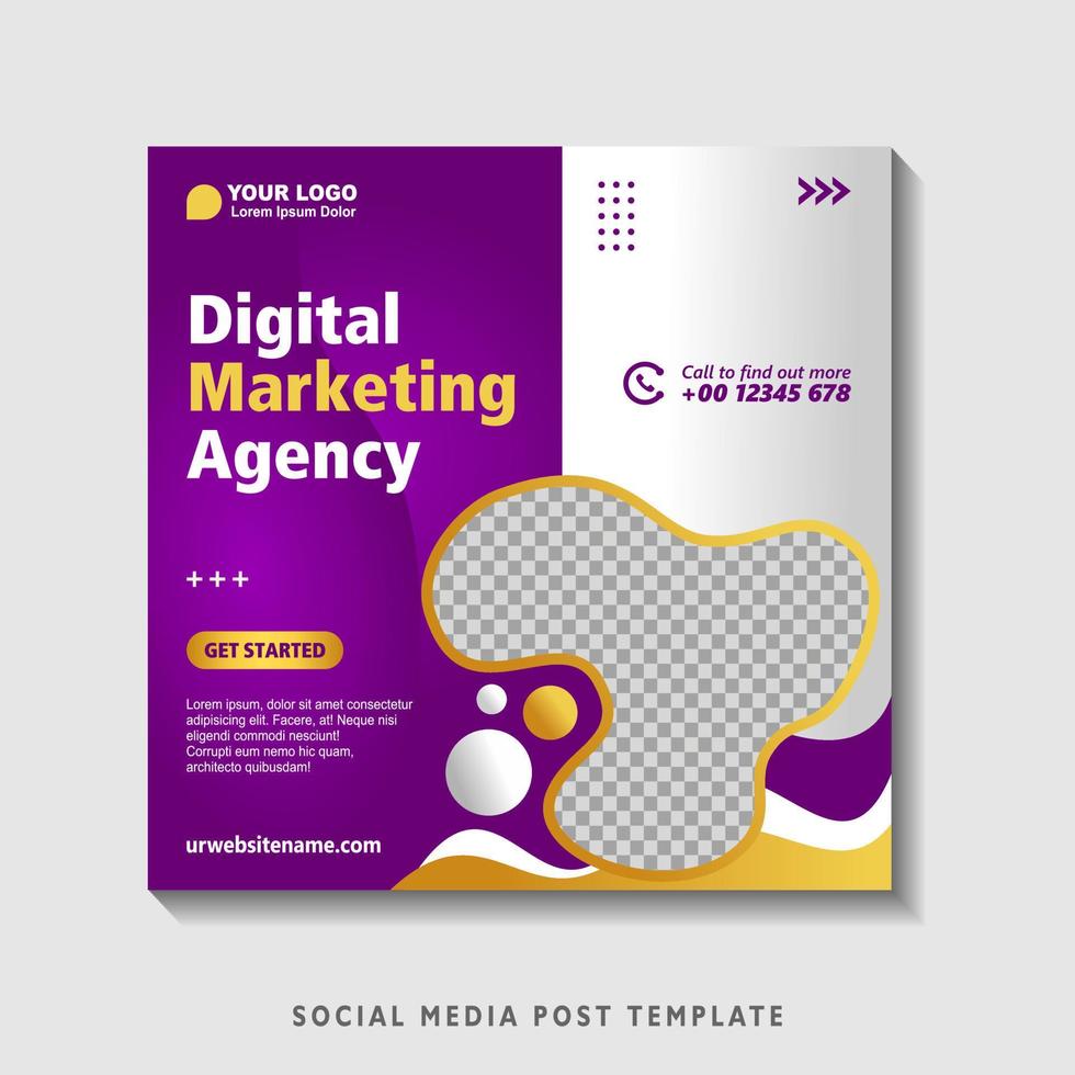 Editable square banner template with photo collage. Suitable for Social Media Post and Online Advertising, Event, and etc. Vector Illustration.