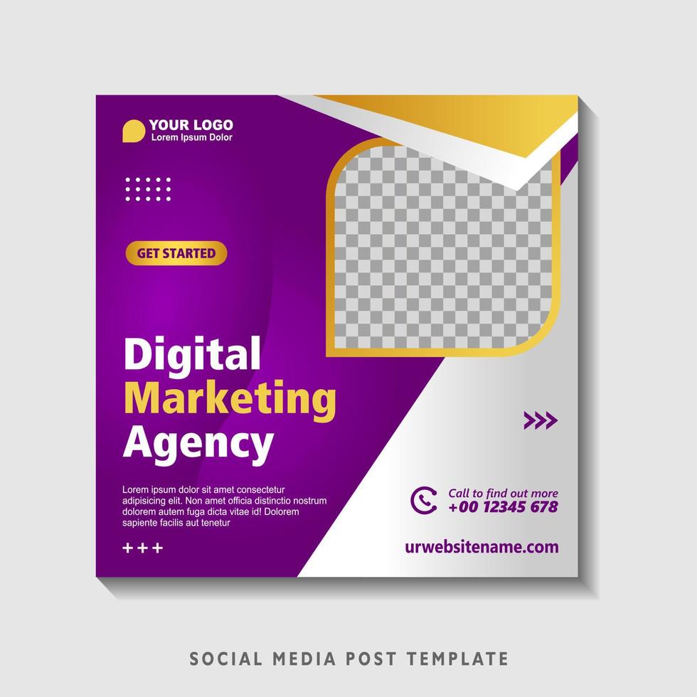 Editable square banner template with photo collage. Suitable for Social Media Post and Online Advertising, Event, and etc. Vector Illustration.