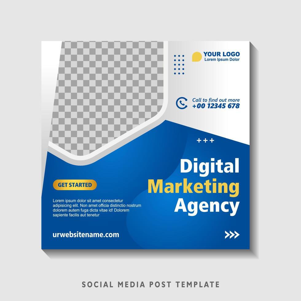 Editable square banner template with photo collage. Suitable for Social Media Post and Online Advertising, Event, and etc. Vector Illustration.