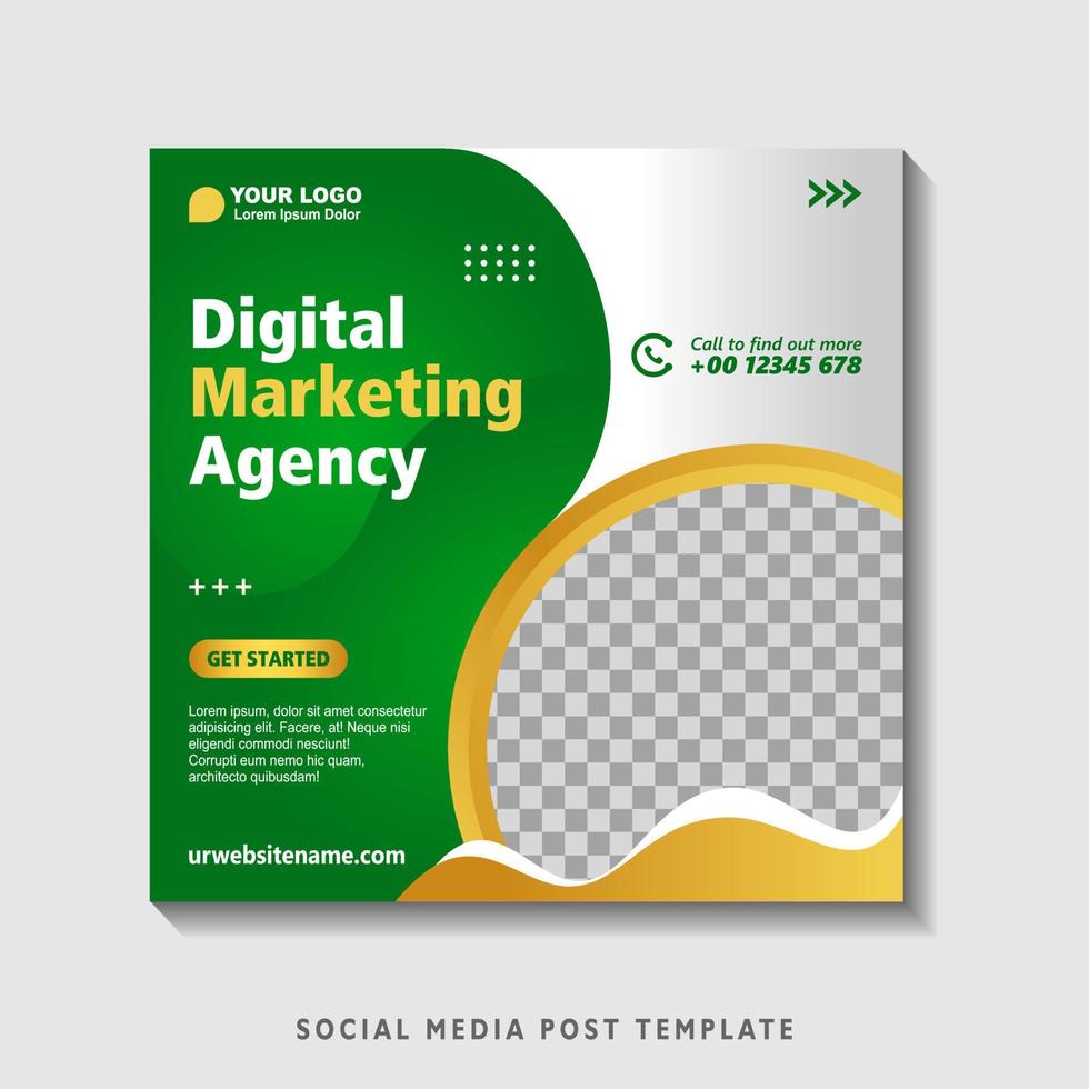 Editable square banner template with photo collage. Suitable for Social Media Post and Online Advertising, Event, and etc. Vector Illustration.