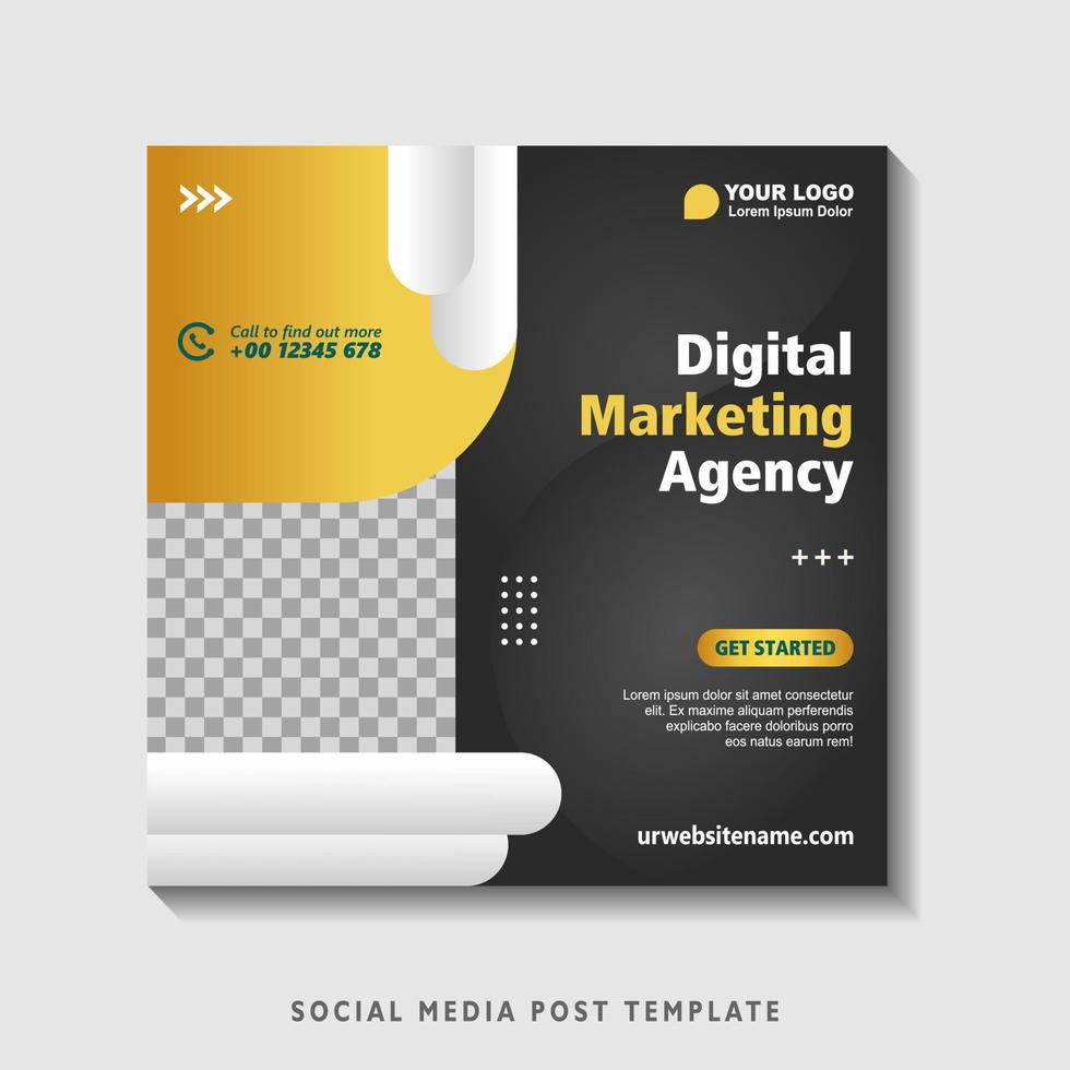 Editable square banner template with photo collage. Suitable for Social Media Post and Online Advertising, Event, and etc. Vector Illustration.