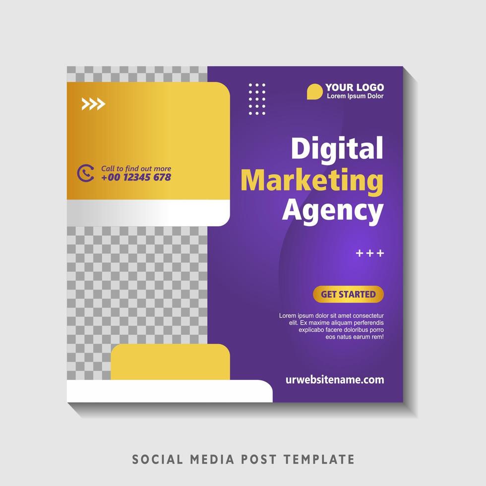 Editable square banner template with photo collage. Suitable for Social Media Post and Online Advertising, Event, and etc. Vector Illustration.