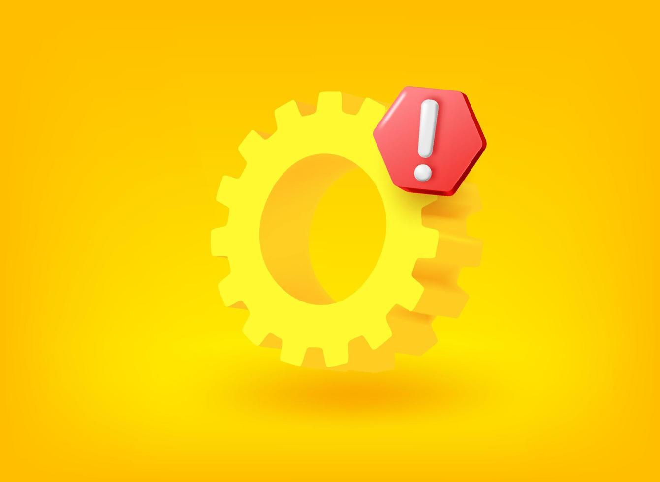Golden gear with exclamation point. Vector 3d illustration 9934248