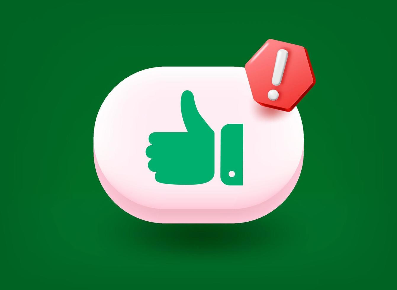 White button with agree sign. 3d vector illustration