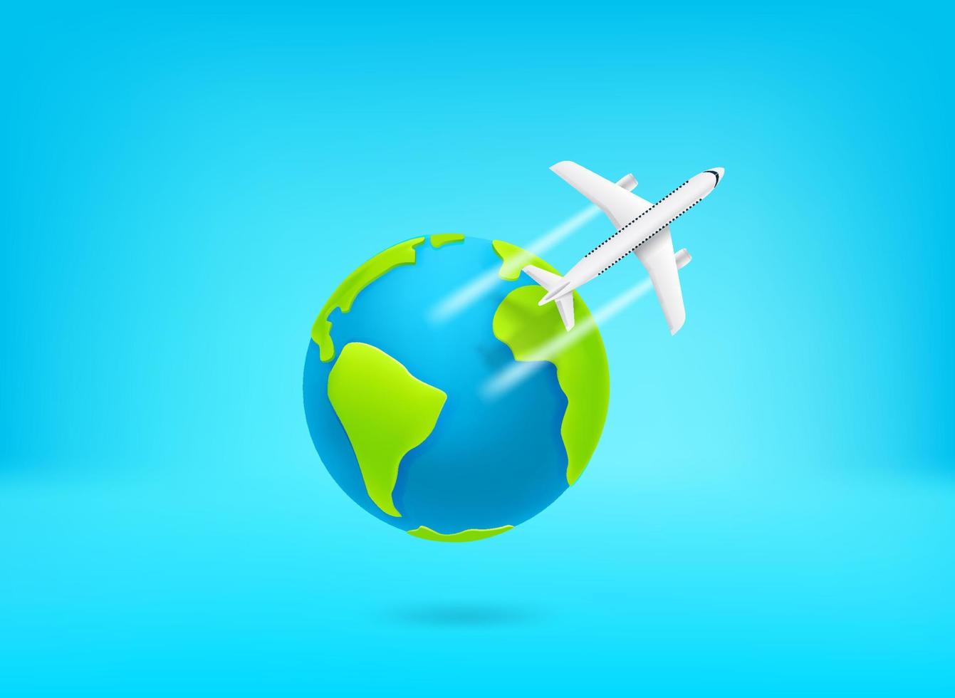 Season travel concept with aircraft and the Earth. 3d vector illustration