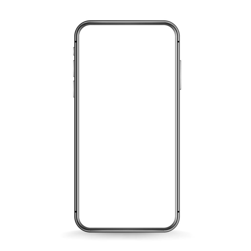 Modern smartphone mockup with white blank screen. 3d vector mockup