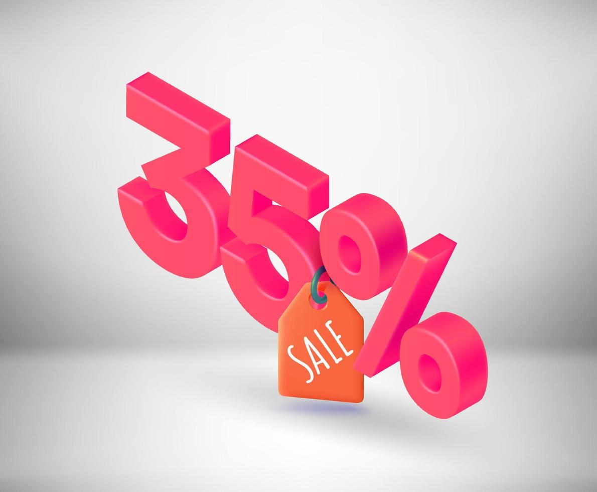35 percent season discount concept. Vector 3d isometric label