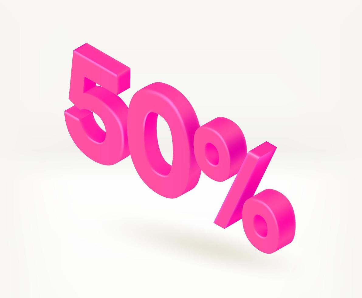50 percent season discount concept. Vector 3d isometric label