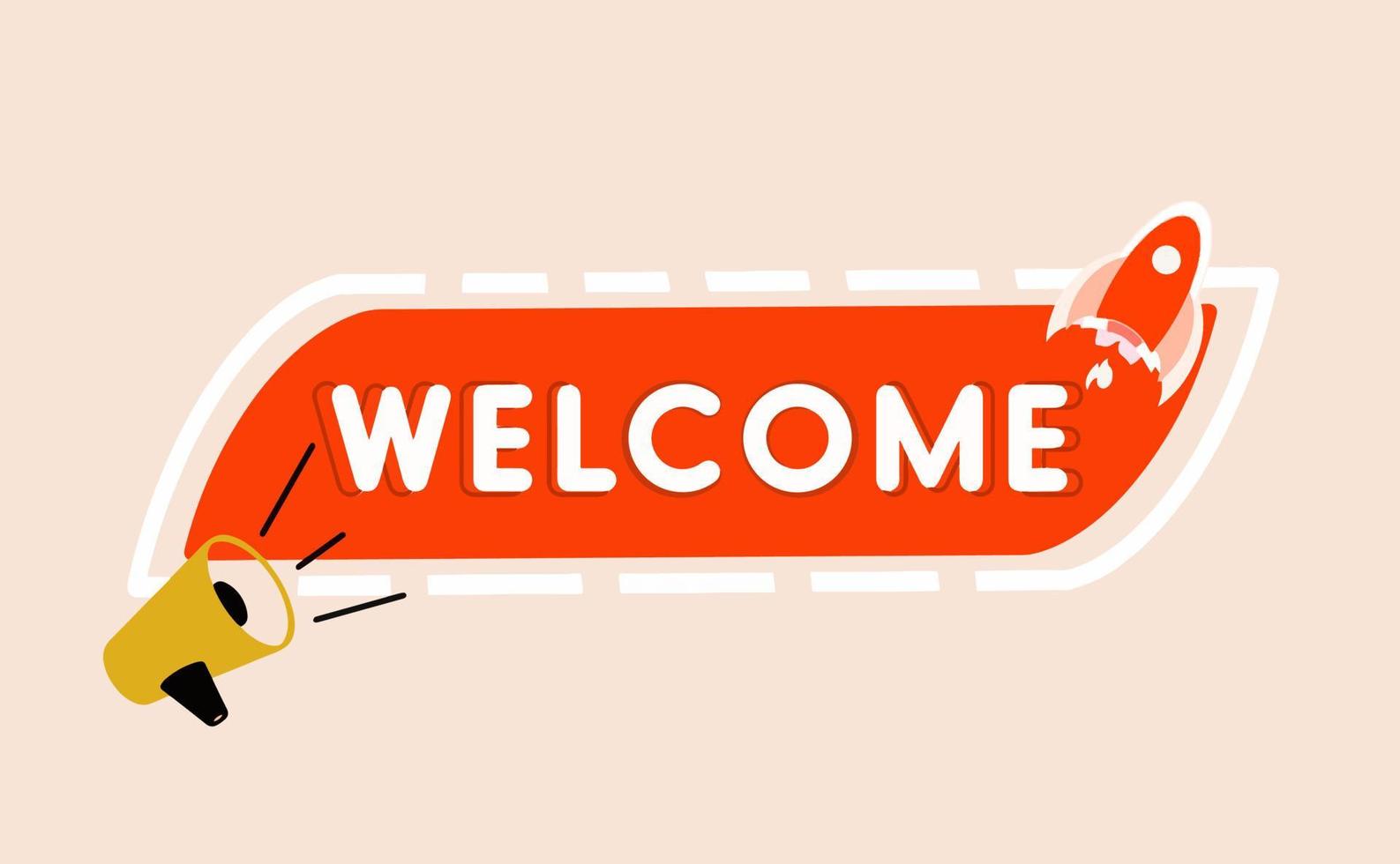 Welcome, speech bubble. Banners, posters, speech bubbles with welcome text. Geometric style with welcome message for banner, poster. speech bubble. Vector Illustration