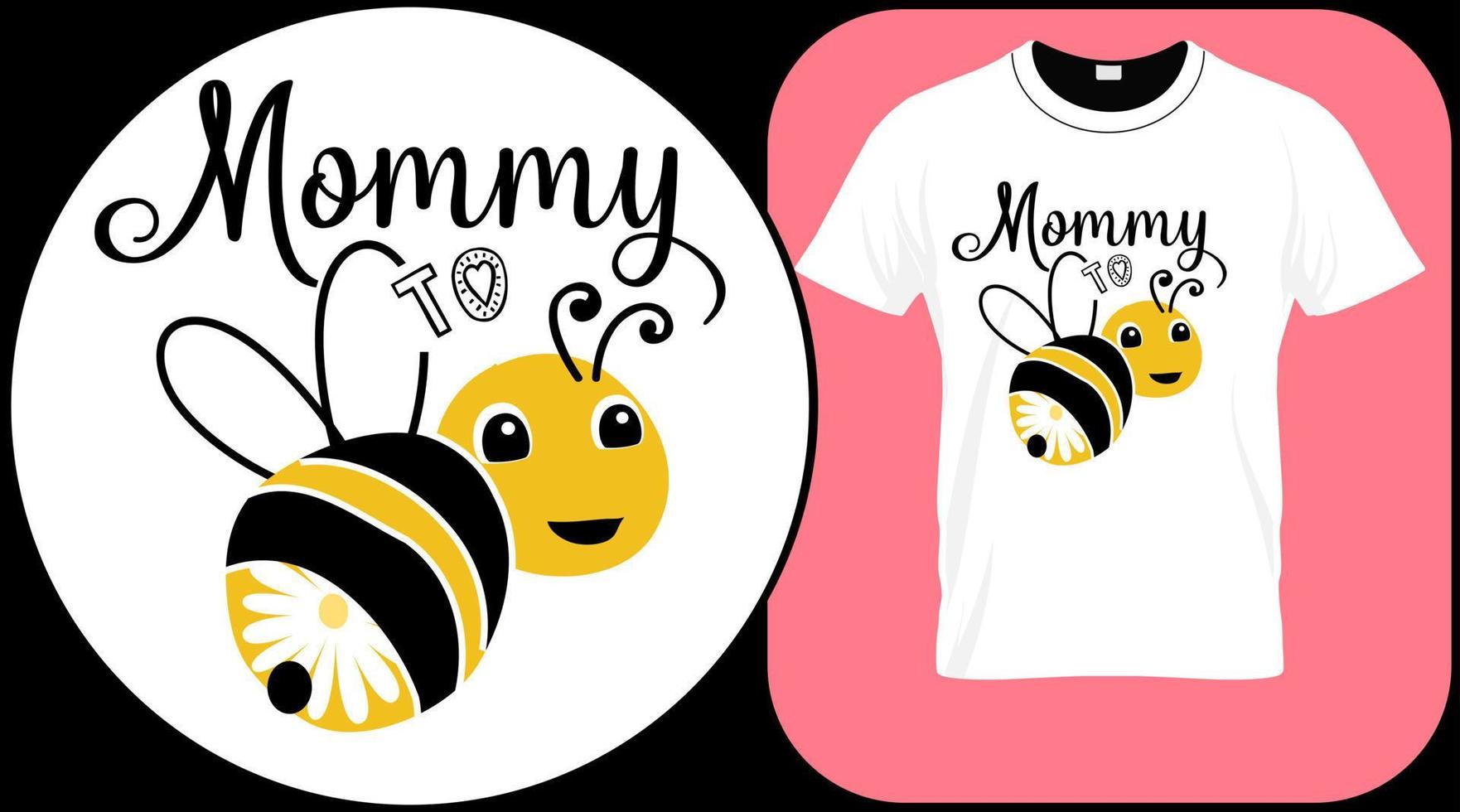 Mommy to bee, funny bee quote isolated on white background. Honey bee hand drawn lettering. Sweet honey love summer quote saying. Typography vector print illustration for t shirt, card, poster.