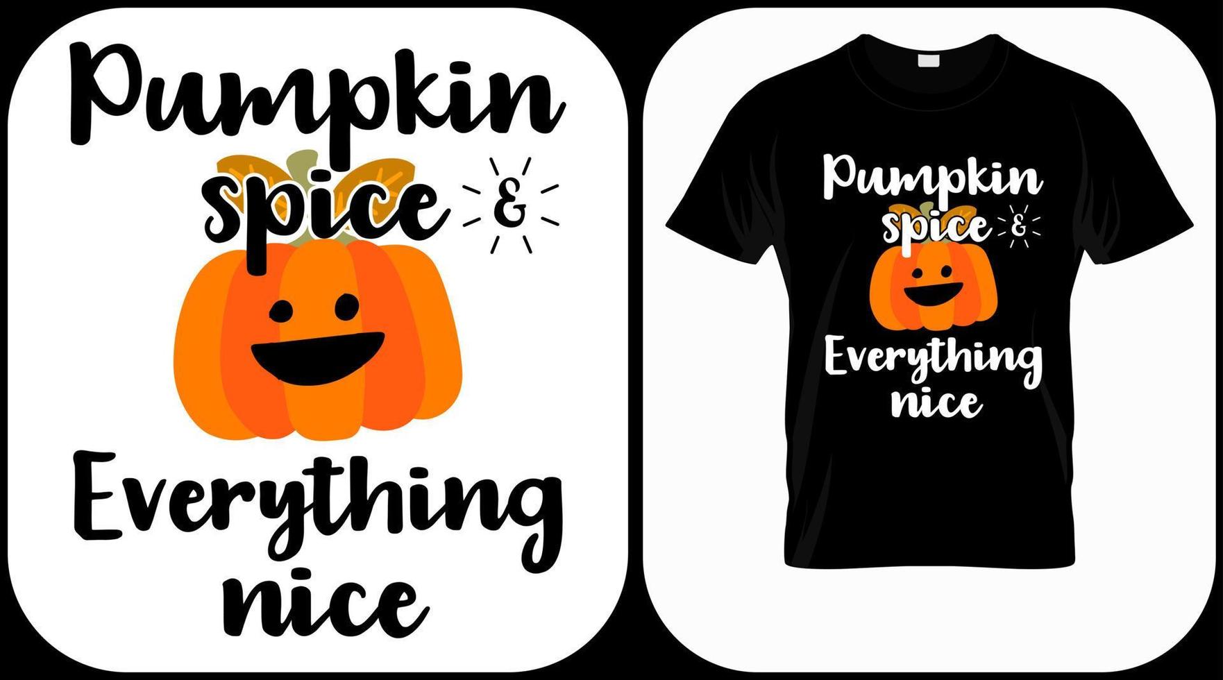 Pumpkin spice and everything nice. Autumn season hand  written phrase. Colorful fall season hand drawn slogan. Autumn theme lettering vector phrases. Scrapbooking elements for harvest party.