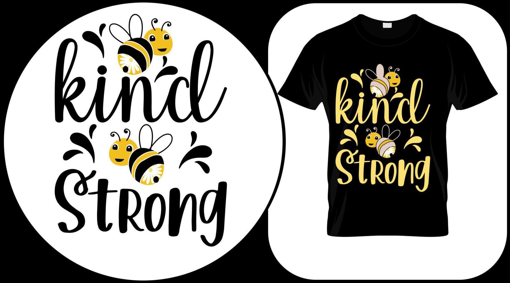 Kind and strong, funny bee quote isolated on white background. Honey bee hand drawn lettering. Sweet honey love summer quote saying. Typography vector print illustration for t shirt,