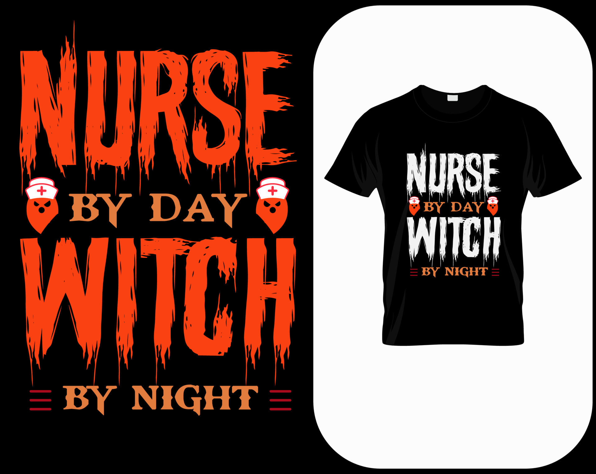 Nurse by day witch by night, funny Halloween nurse costume idea. Cute  Halloween party t shirt print design. Quotes sayings for nurses. Scary  witch nurse poster, banner, card 9934627 Vector Art at Vecteezy