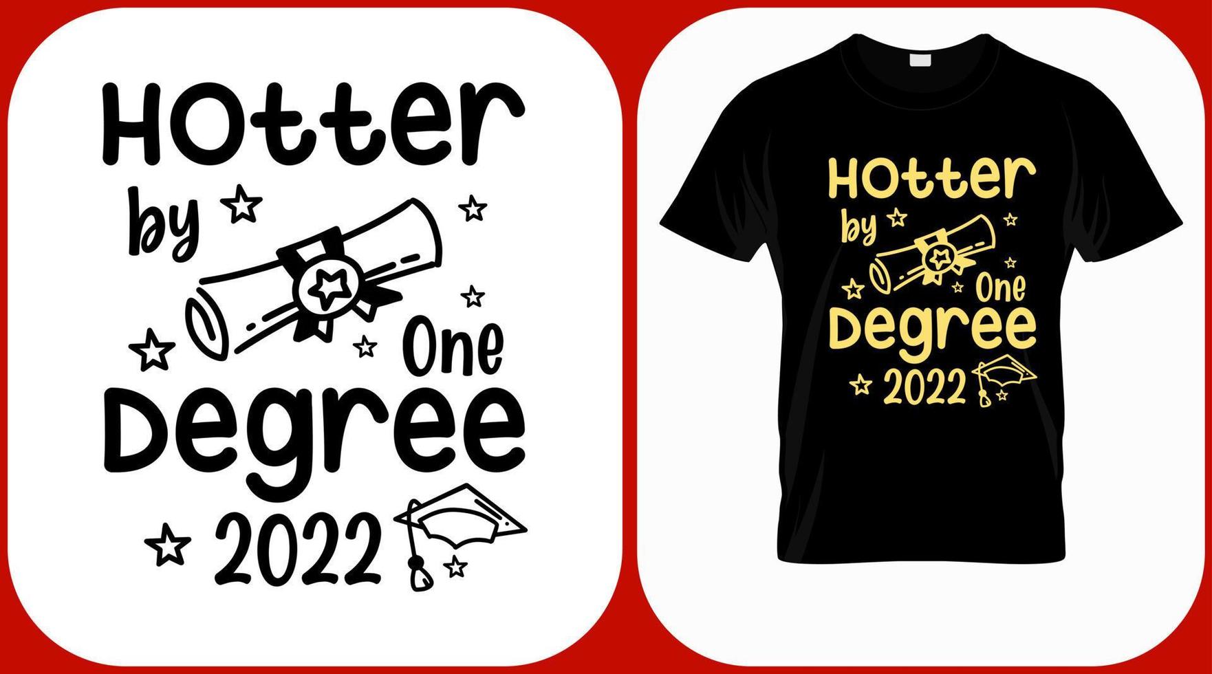 Hotter by one degree, class of 2022 vector. Graduation hand lettering. Text template for graduation design, congratulation event, T-shirt, party, high school or college graduate invitations. vector