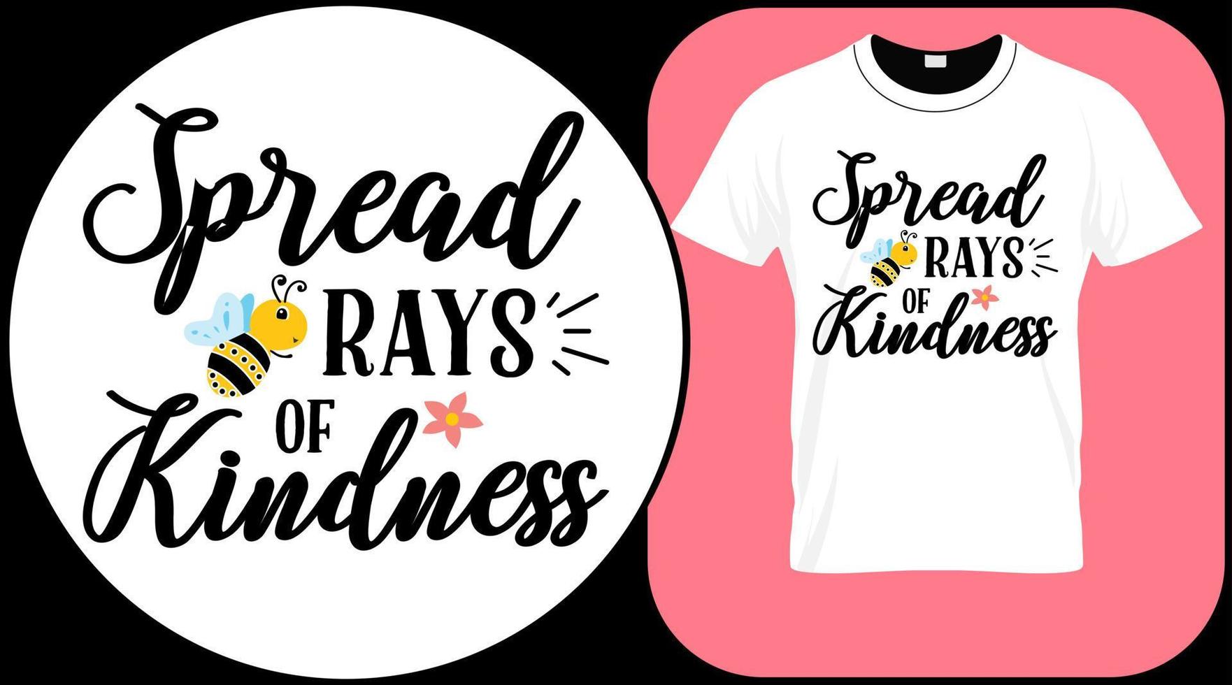 Spread rays of kindness, funny bee quote isolated on white background. Honey bee hand drawn lettering. Sweet honey love summer quote saying. Typography vector print illustration for t shirt, card.