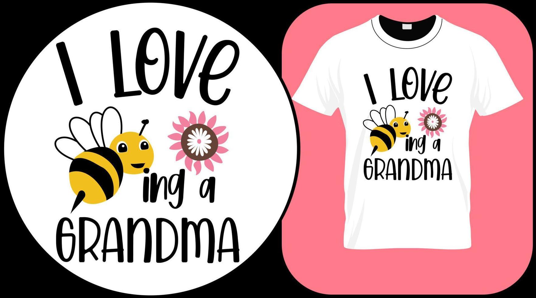 I love bee-ing a grandma, funny bee quote isolated on white background. Honey bee hand drawn lettering. Sweet honey love summer quote saying. Typography vector print illustration for t shirt, poster