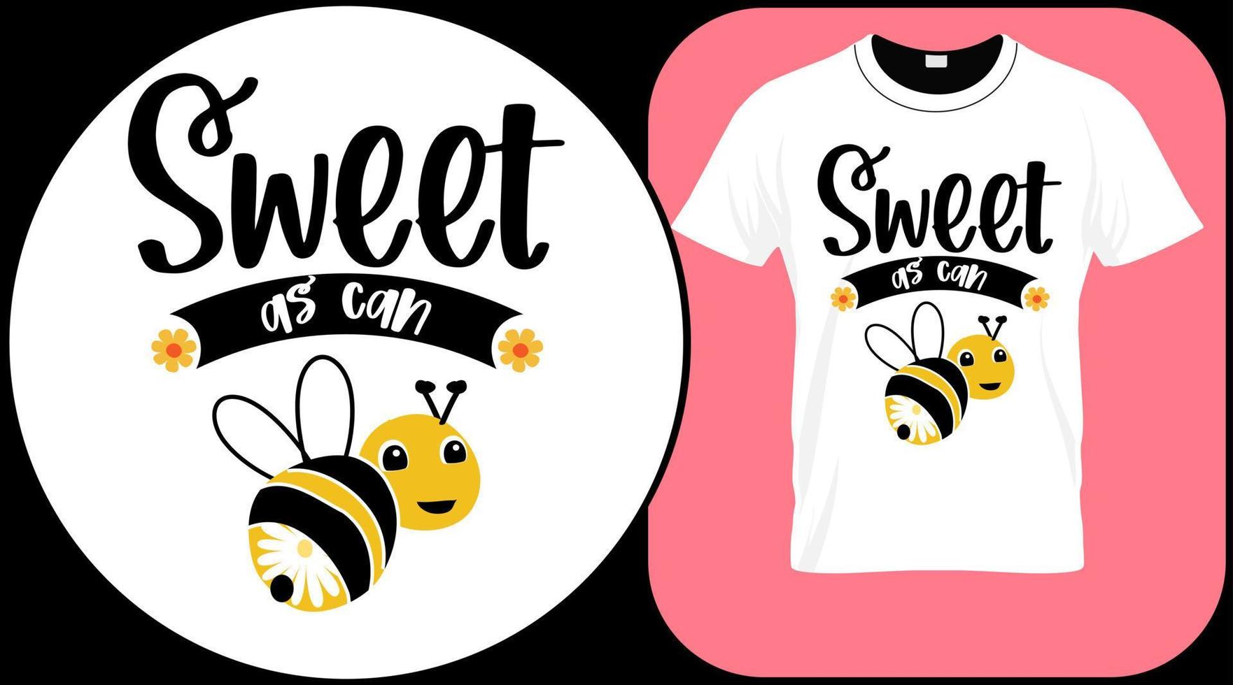 Sweet as can bee, funny bee quote isolated on white background. Honey bee hand drawn lettering. Sweet honey love summer quote saying. Typography vector print illustration for t shirt, card, poster.