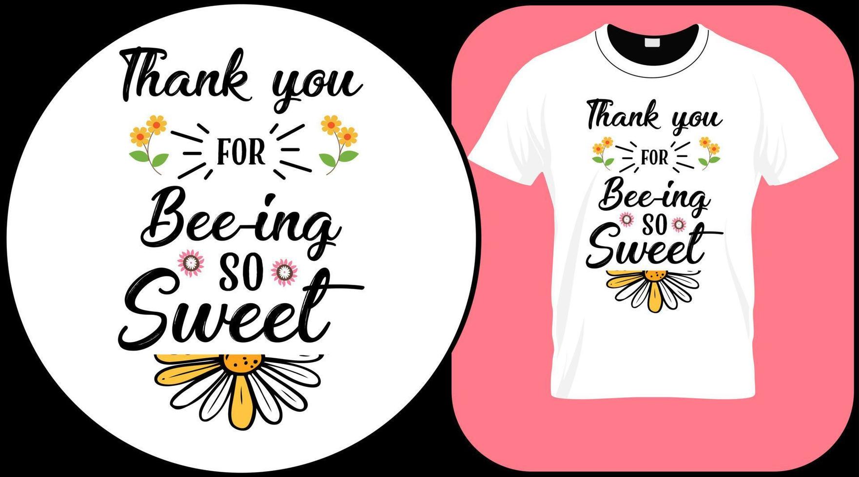 thank you for bee-ing so sweet, funny bee quote isolated on white background. Honey bee hand drawn lettering. Sweet honey love summer quote saying. Typography vector print illustration for t shirt