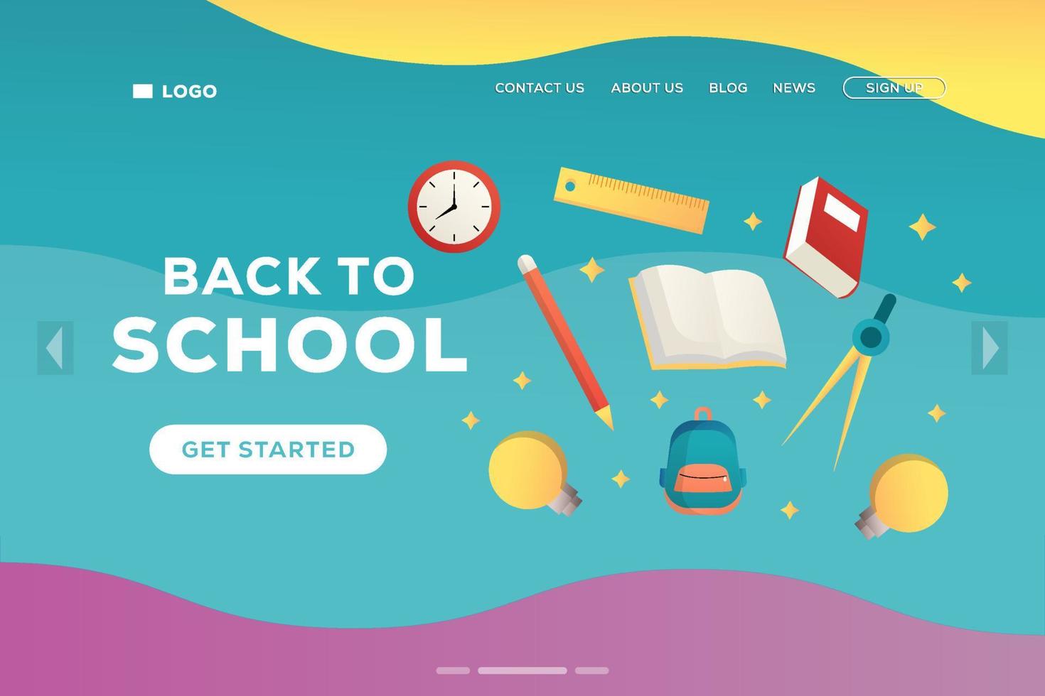 back to school landing page template vector