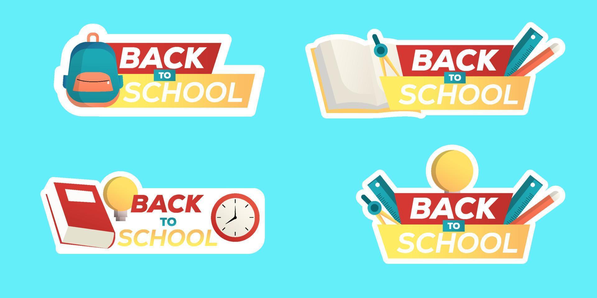 colección de pegatinas degradadas de regreso a la escuela vector