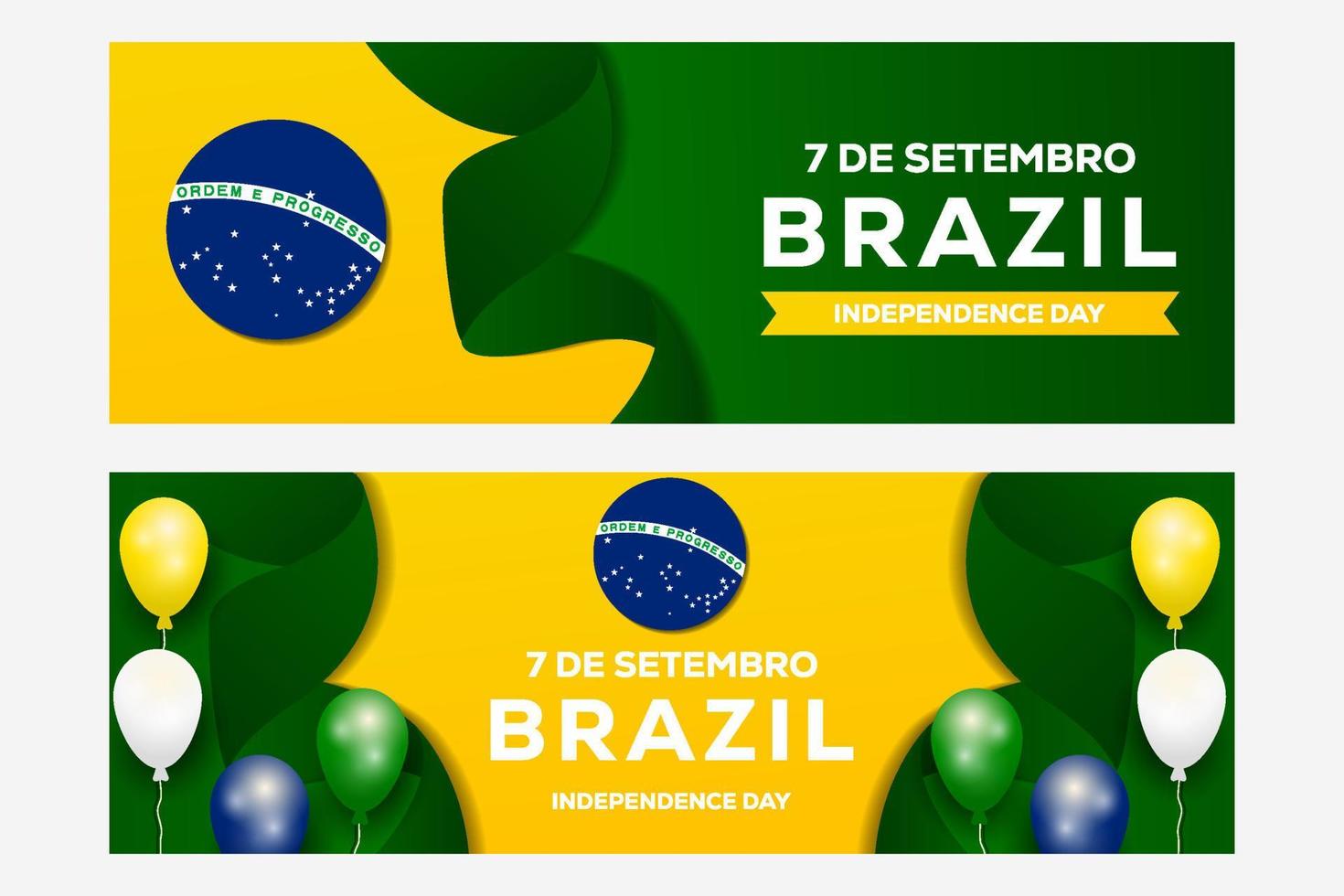 set Brazil independence day horizontal banner illustration vector