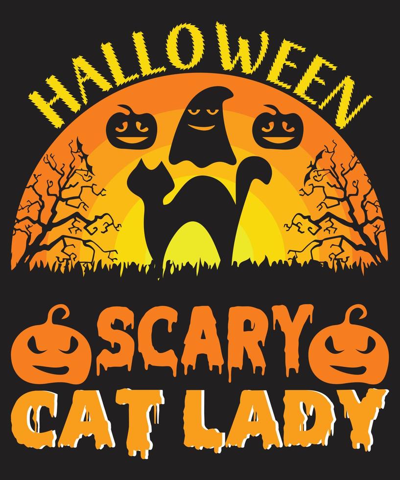 Halloween Scary Cat Lady vector