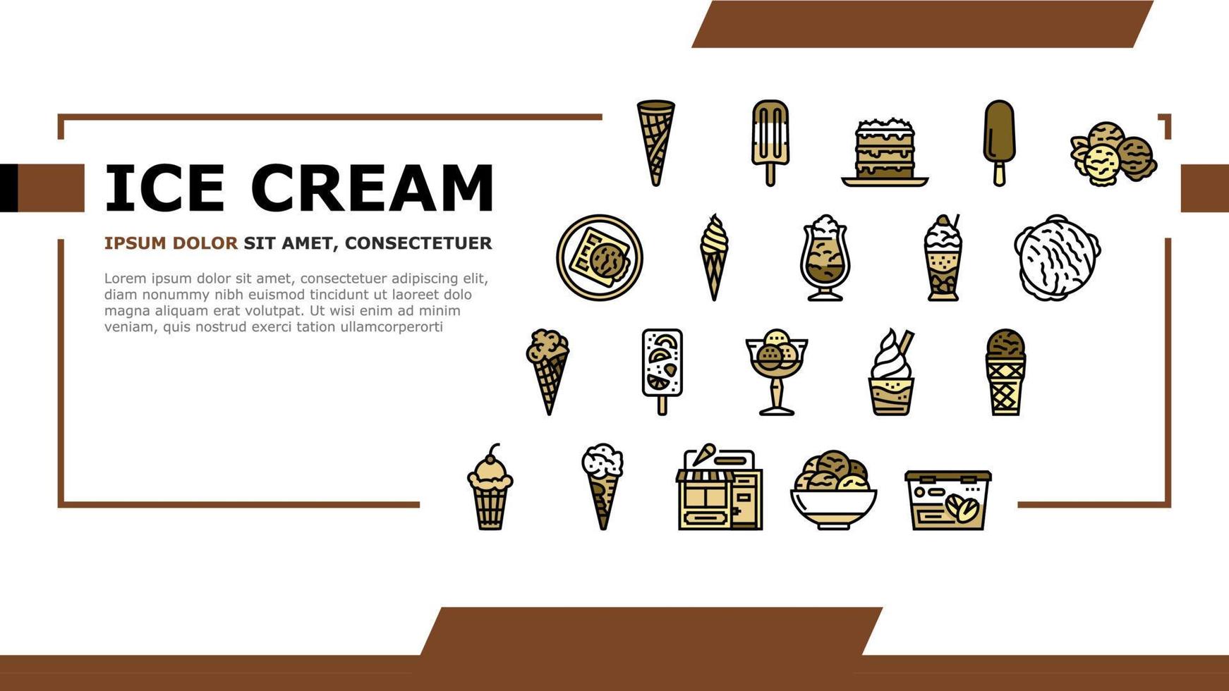 Ice Cream Delicious Dessert Food Landing Header Vector