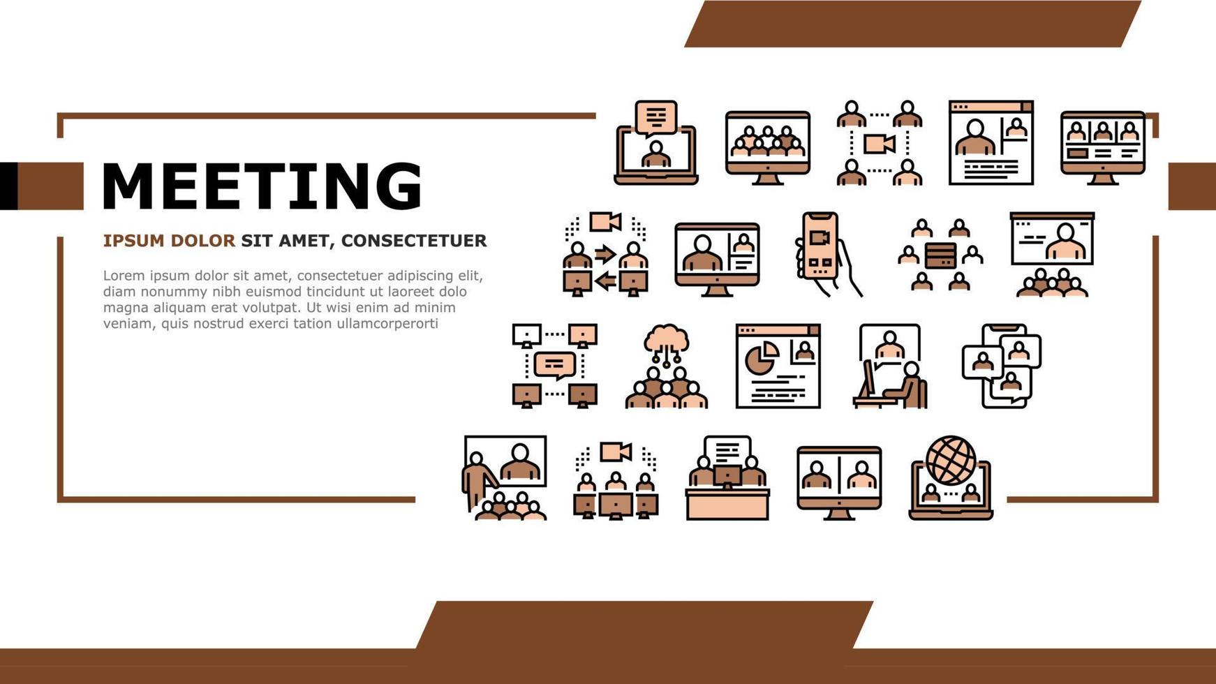 Online Video Meeting Landing Header Vector