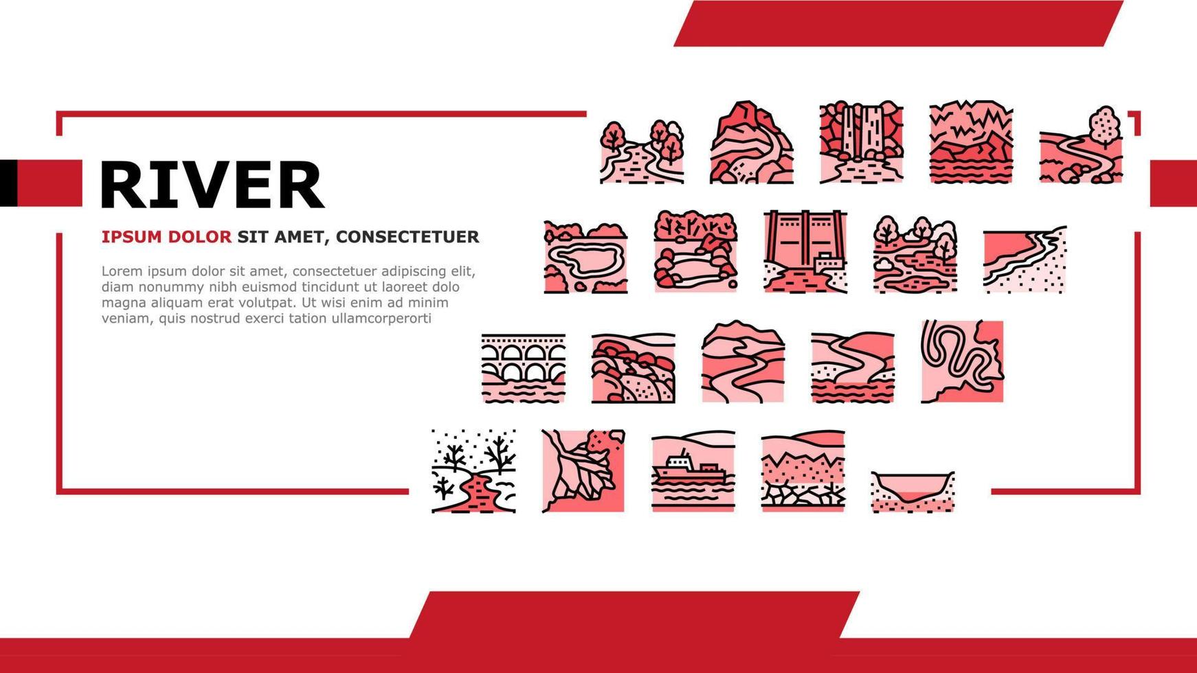 River And Lake Nature Landscape Landing Header Vector