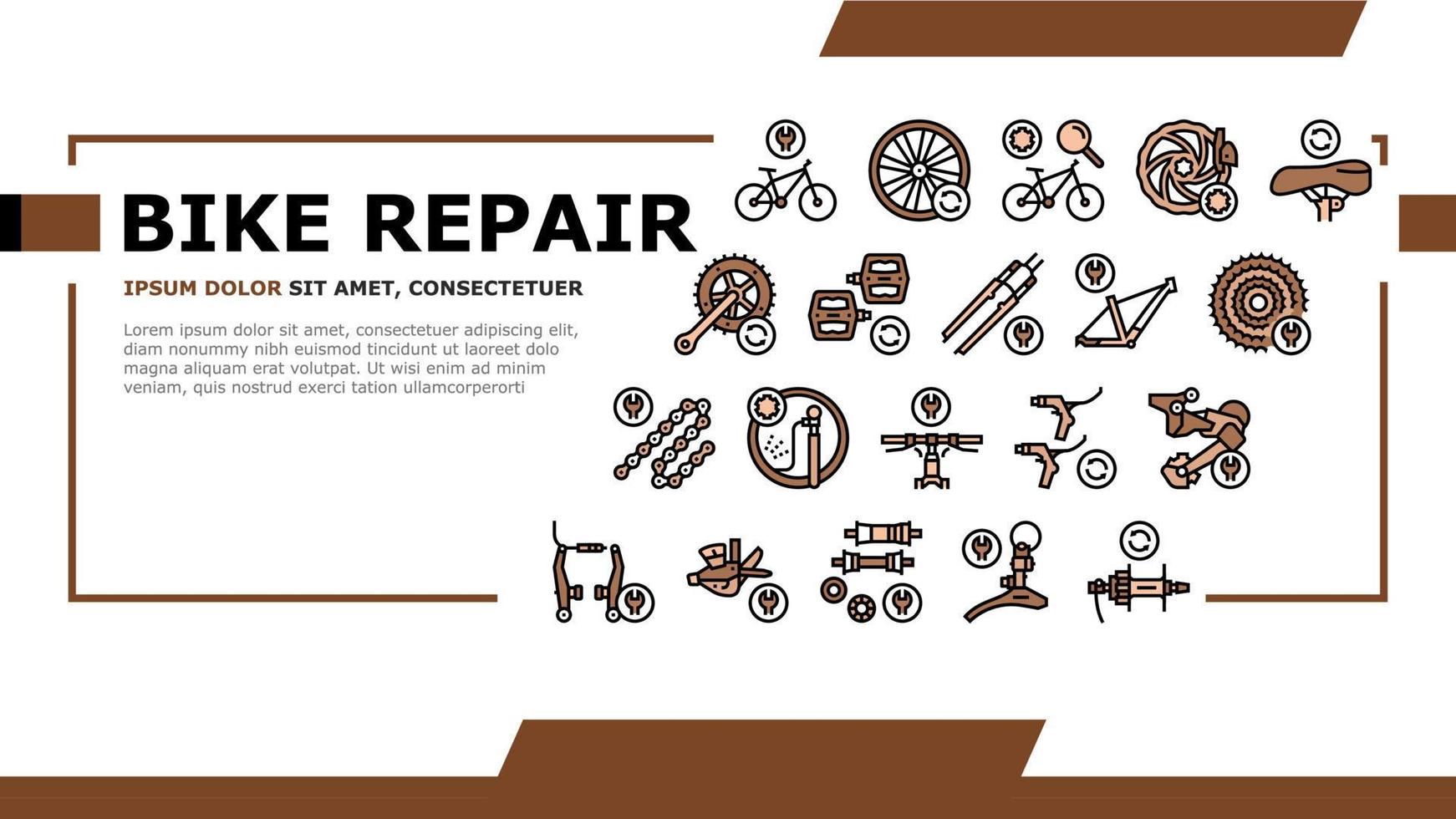 vector de encabezado de aterrizaje del servicio de reparación de bicicletas