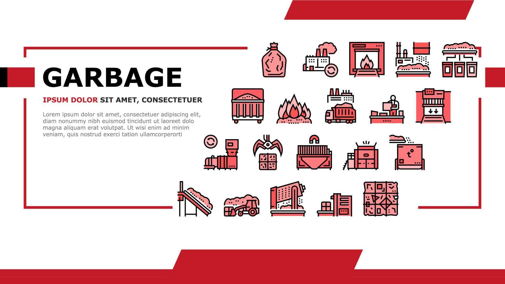 Factory Garbage Waste Landing Header Vector