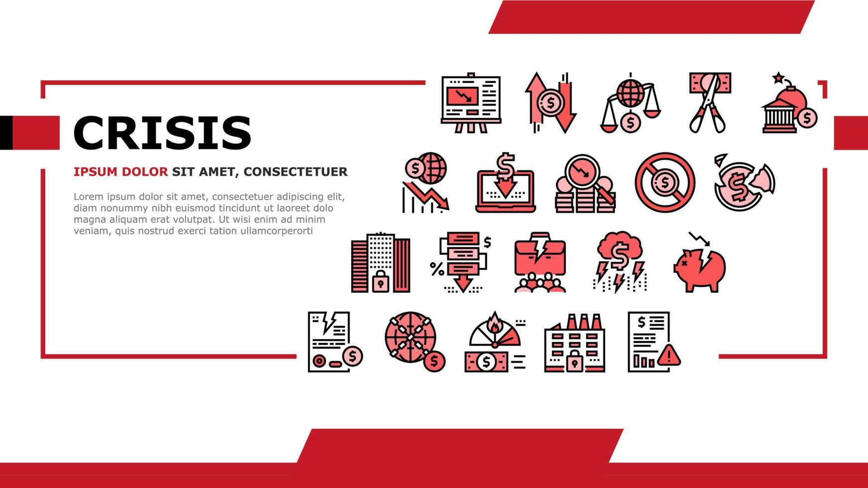 World Financial Crisis Landing Header Vector
