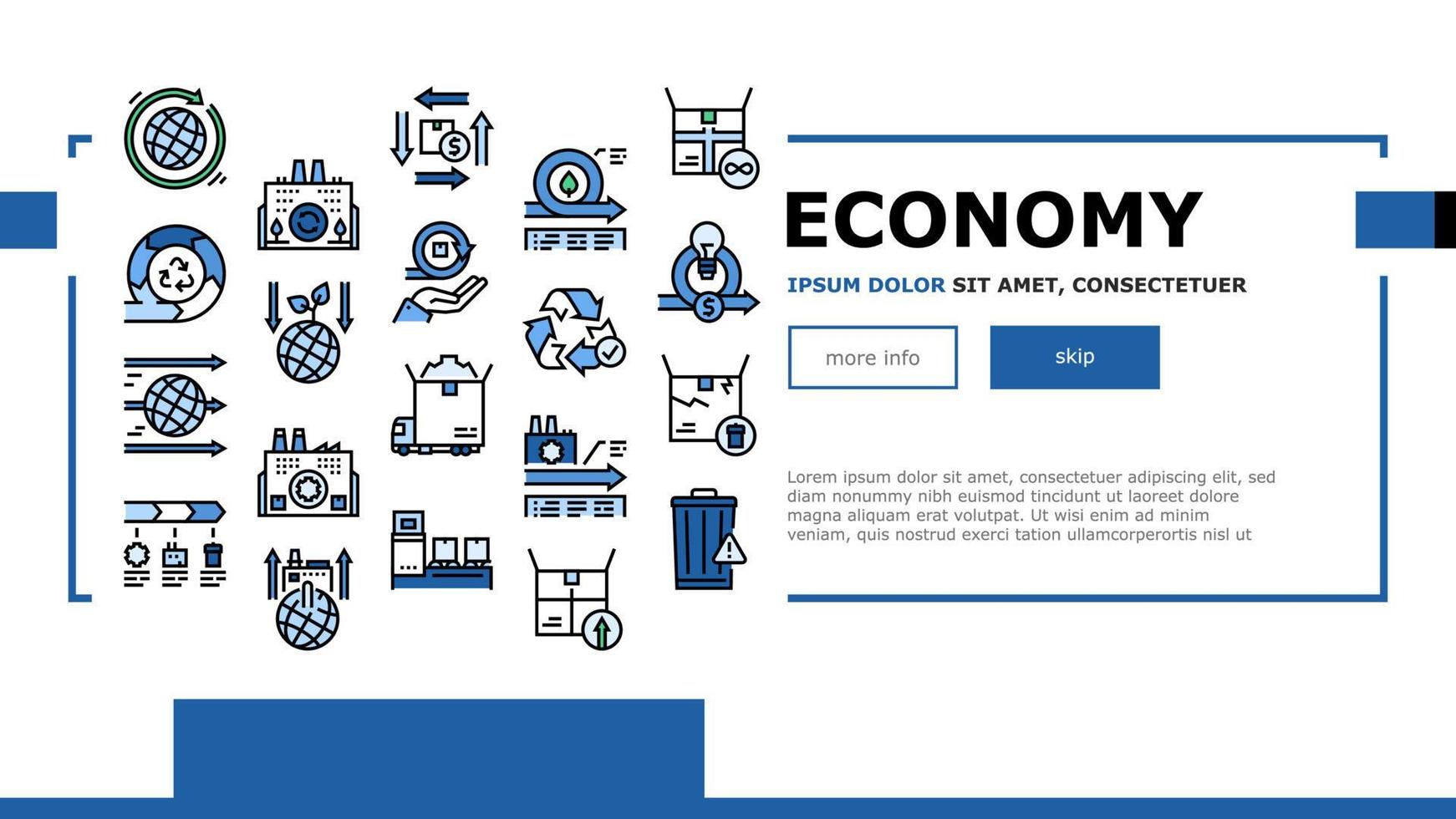 Circular And Linear Economy Model Landing Header Vector